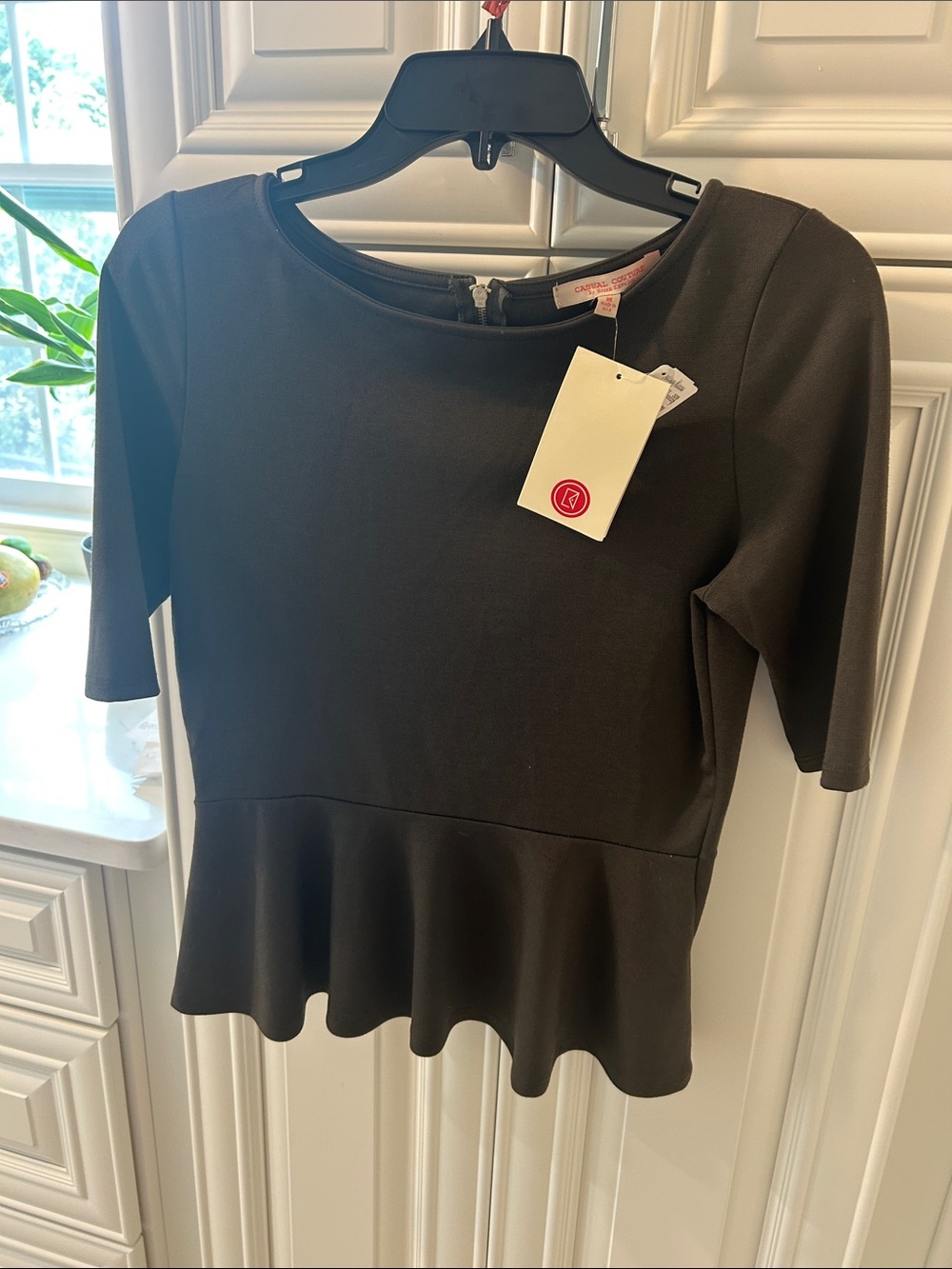 Olive  Peplum Top - Carmen Marc Valvo